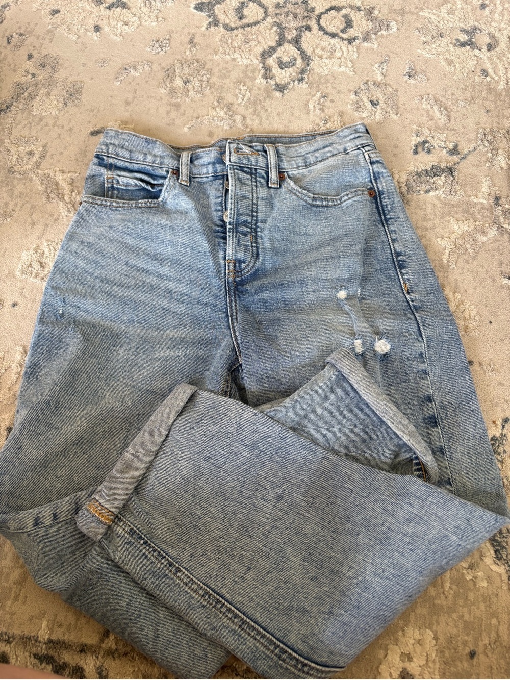 Old Navy Light Blue Boyfriend Jeans with Distressed Detail